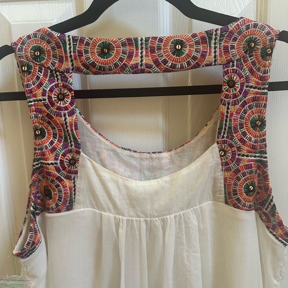 Akemi & Kin Boho Embroidered Sleeveless Beaded Blouse - Cream and Multicolor - Picture 4 of 8